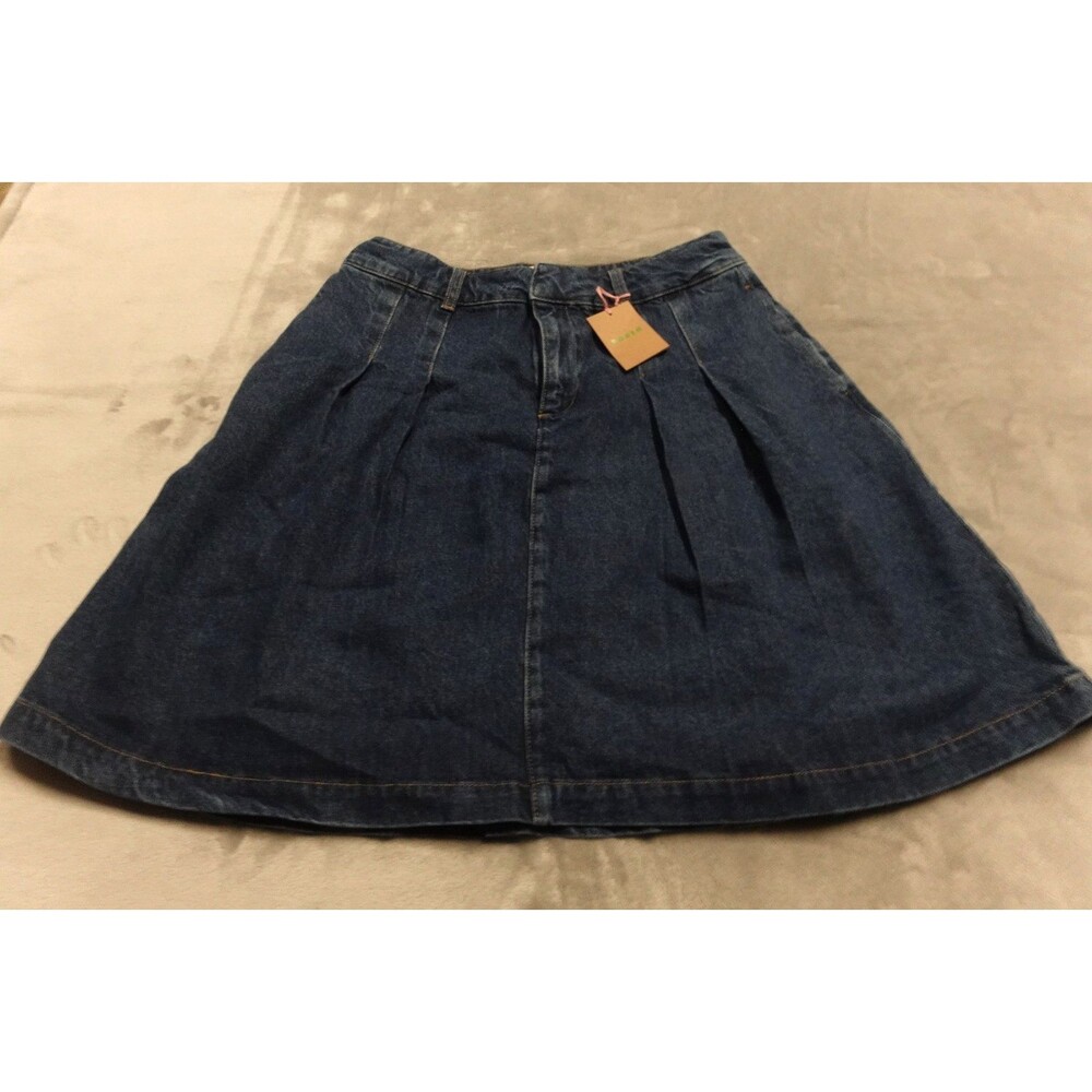 Boden Women's Size 10R Mid Wash Pleated Denim Skirt NWT